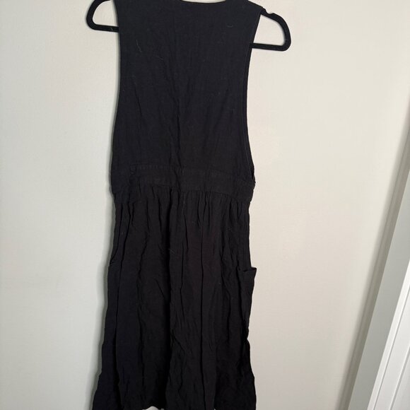 Free People Women's Black Diana V Neck‎ Midi Wrap Dress - Size M Medium - Picture 3 of 7